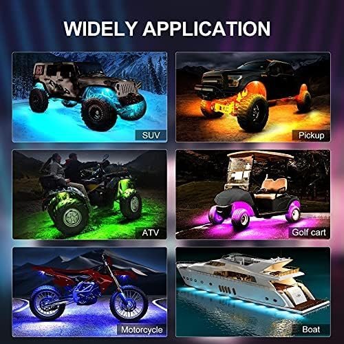 RGB LED Rock Lights,Remote Control & Timing & Music Mode Rock Lights Kits, Waterproof Light for ATV RZR UTV SUV