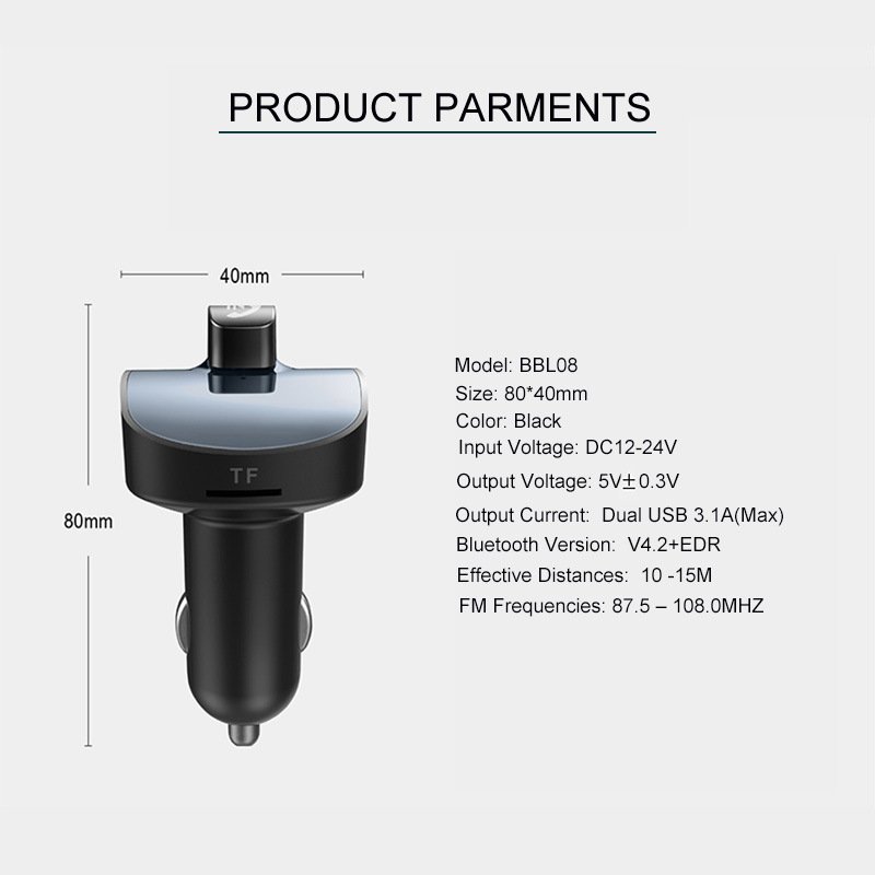 Bluetooth 4.2 Car Mp3 Player Multifunction Hands Free Bluetooth Receiver, Bluetooth Car Kit