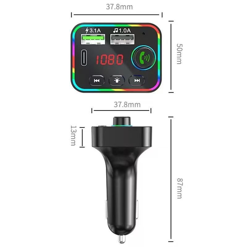 Wireless Handsfree Call Car FM Transmitter Car Charger Stereo Bass Fm Modulator Transmitter Type C Car Mp3 Player Fast Charging