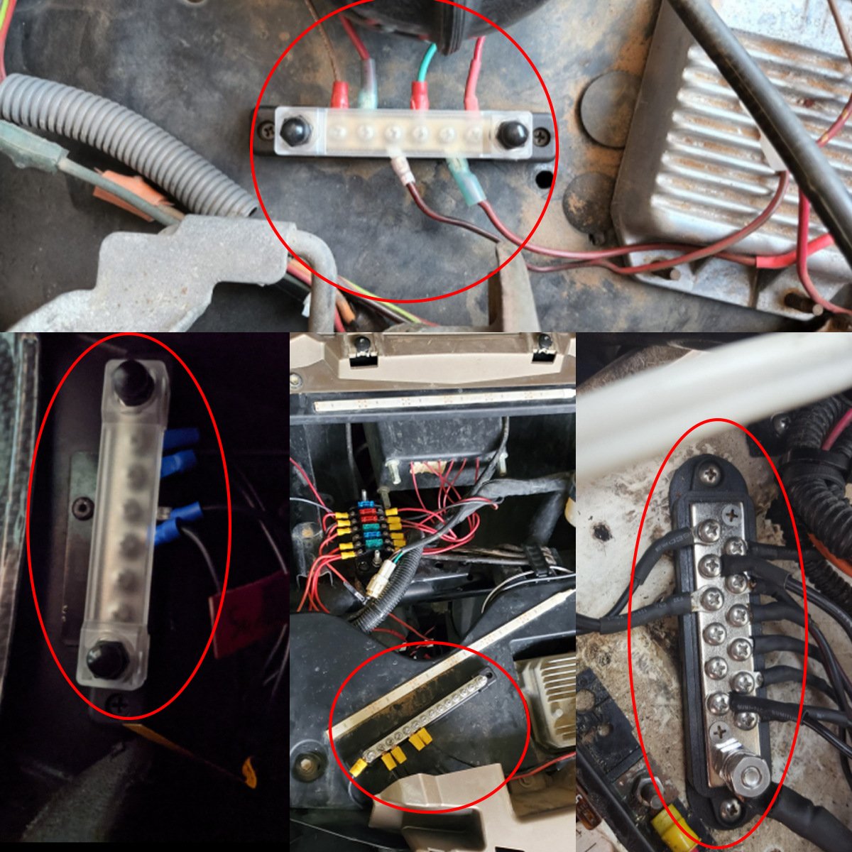 48V 100A/150A Electric Battery Copper 4 Stud Power Terminal Block Positive Ground Distribution Block BusBar for Car Truc