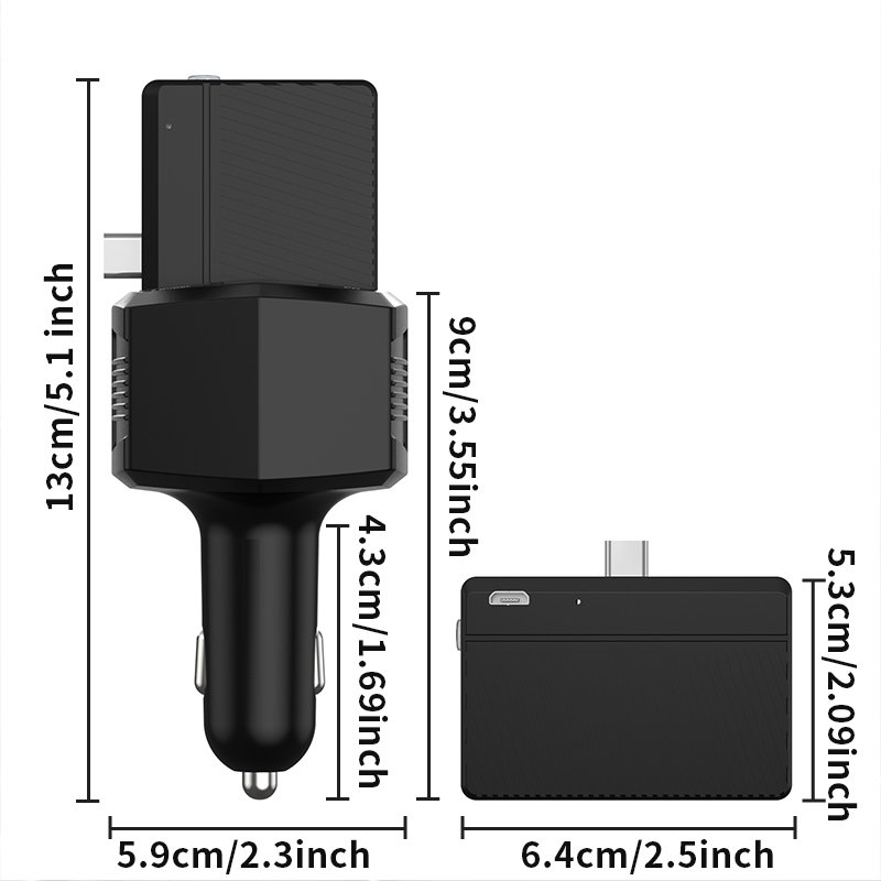 G728B QC3.0/PD2.0 Type-C/USB 65W Mini Portable Power Bank Cell Phone Charger for Car 12v Cigarette