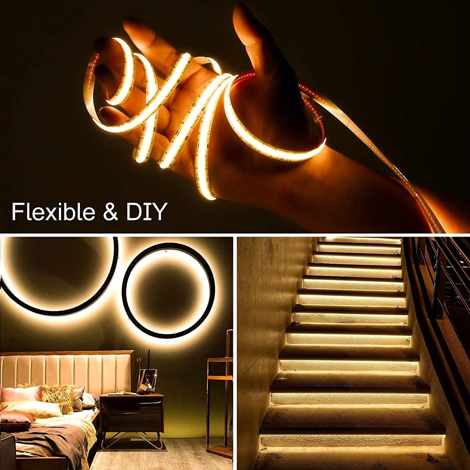 Customizable IP68 Waterproof White 3000k 4000k 6000k 12v 24v Cob Led Strip Light