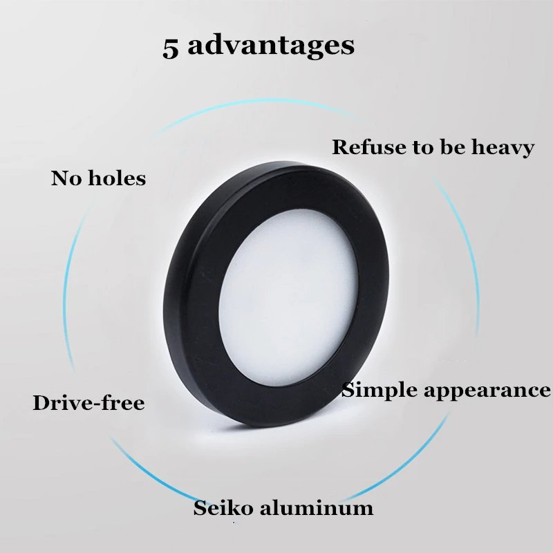 AC 220V DC12V 3W 5W Ultra Thin Round Shape Mini LED Cabinet Spotlight Puck Light for Kitchen Cabinet Closet Wardrobe Wine Shelf
