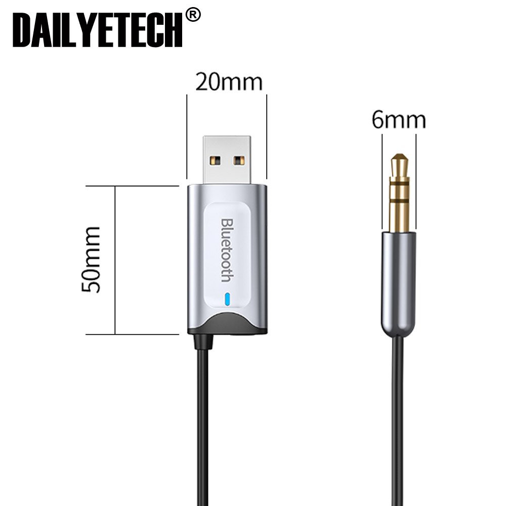 USB Bluetooth 5.3 Audio Receiver 3.5mm AUX Car Kit Music Stereo Wireless Adapter Support TF Card Play With HD Mic for Speaker