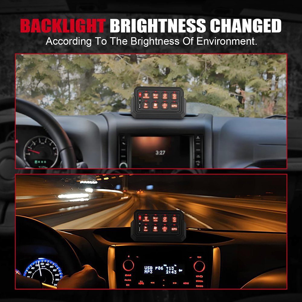 Universal 12V 24V Car Switch Panel 12 Gang Automotive Switch Panel Wireless Remote Lights Auto Switches for Cars