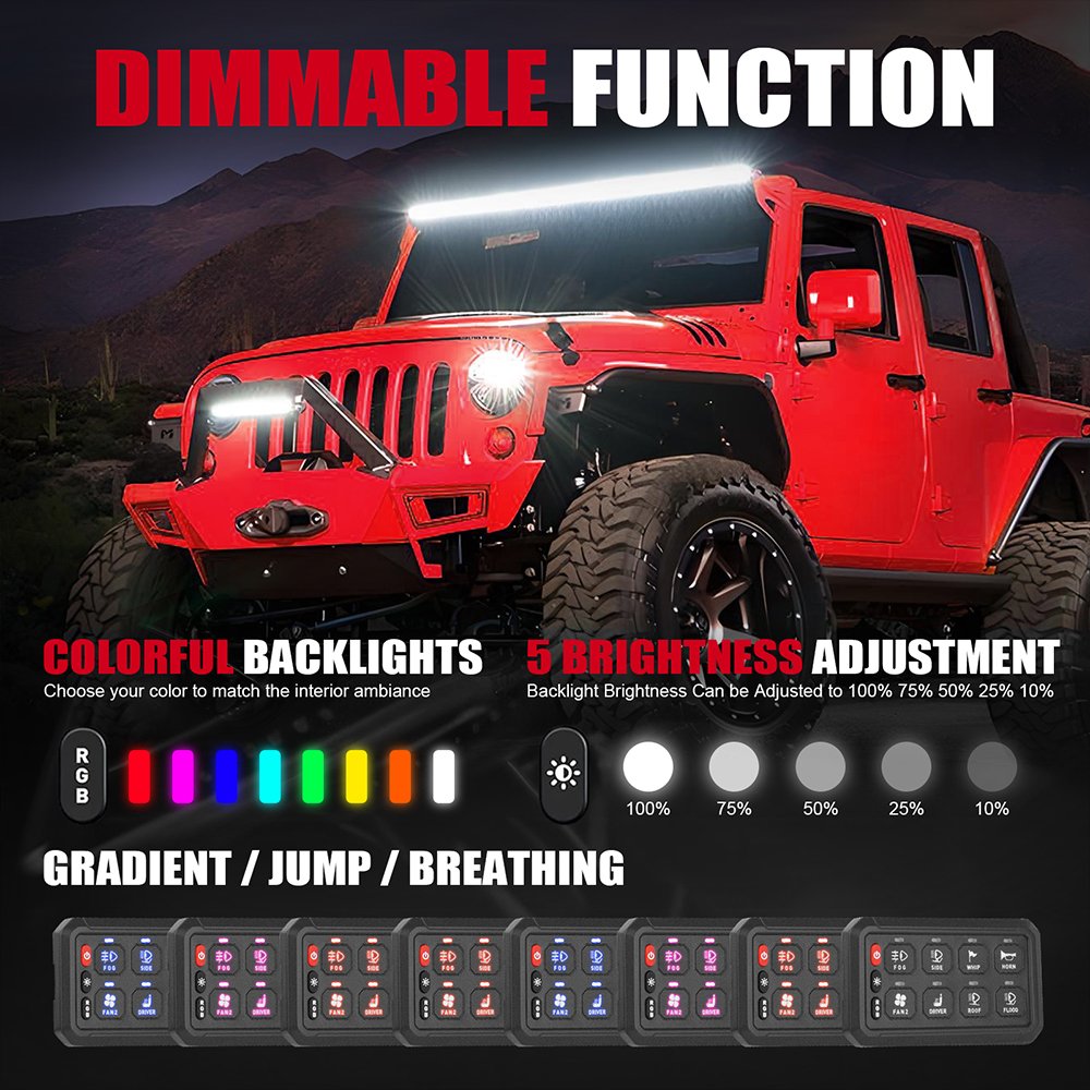 Universal 12V 24V Car Switch Panel 12 Gang Automotive Switch Panel Wireless Remote Lights Auto Switches for Cars