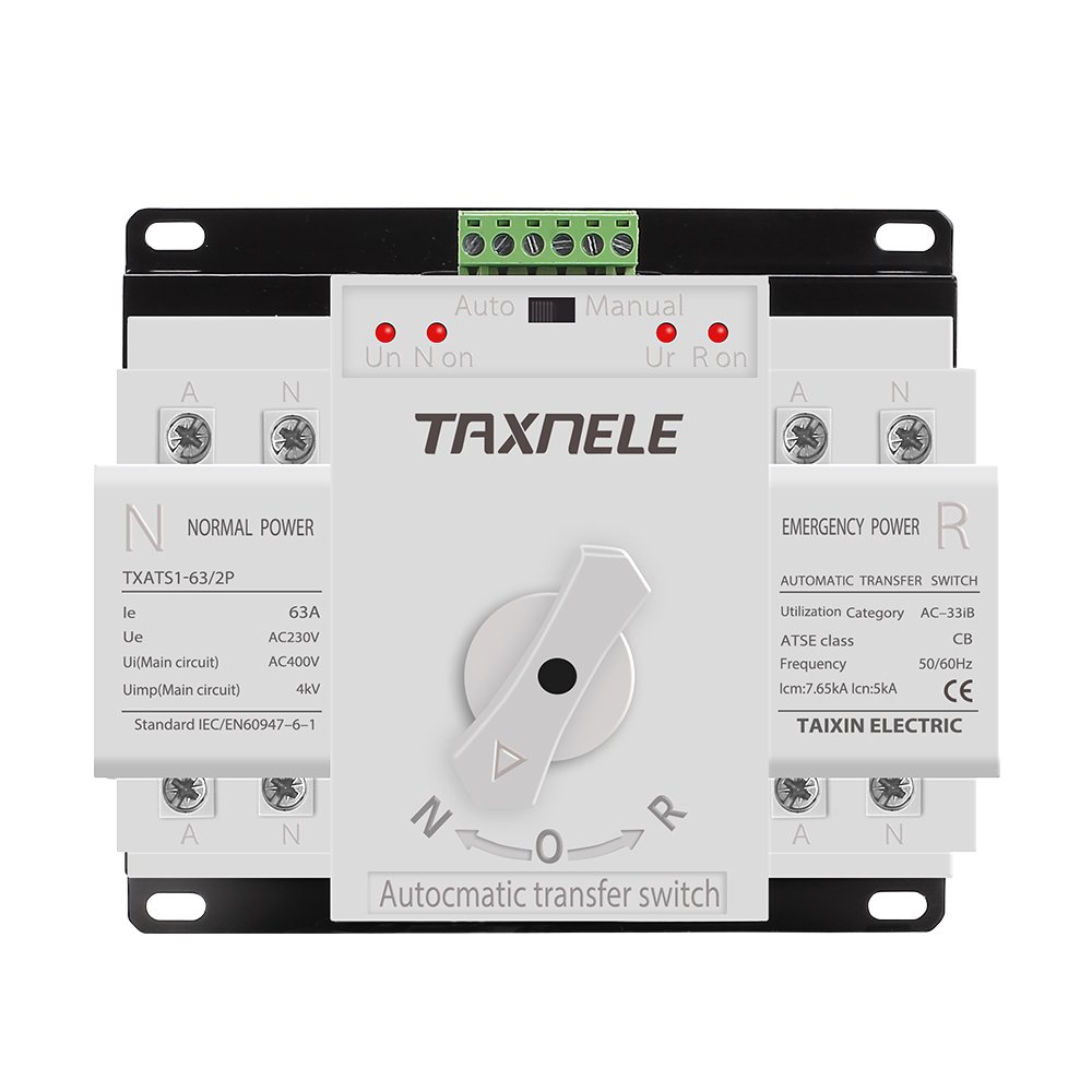 ATS Dual Power Automatic Transfer Switch Changeover Switch Circuit Breaker MCB AC 230V 2P 63A