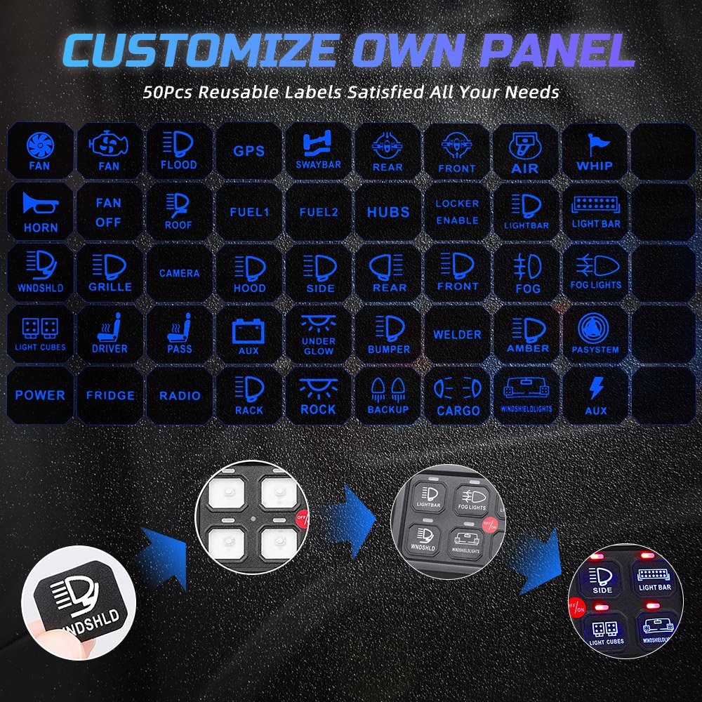Marine Boat SUV Car Universal Automotive Off Road Lights 4x4 12V 24V 8 Gang LED Switch Panel With Circuit Control Box for Truck