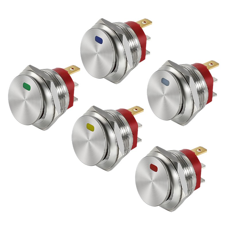 Stainless Steel Latching LED Illuminated Car RV Auto Boat Dashboard Metal Button Power Switches 12-24V