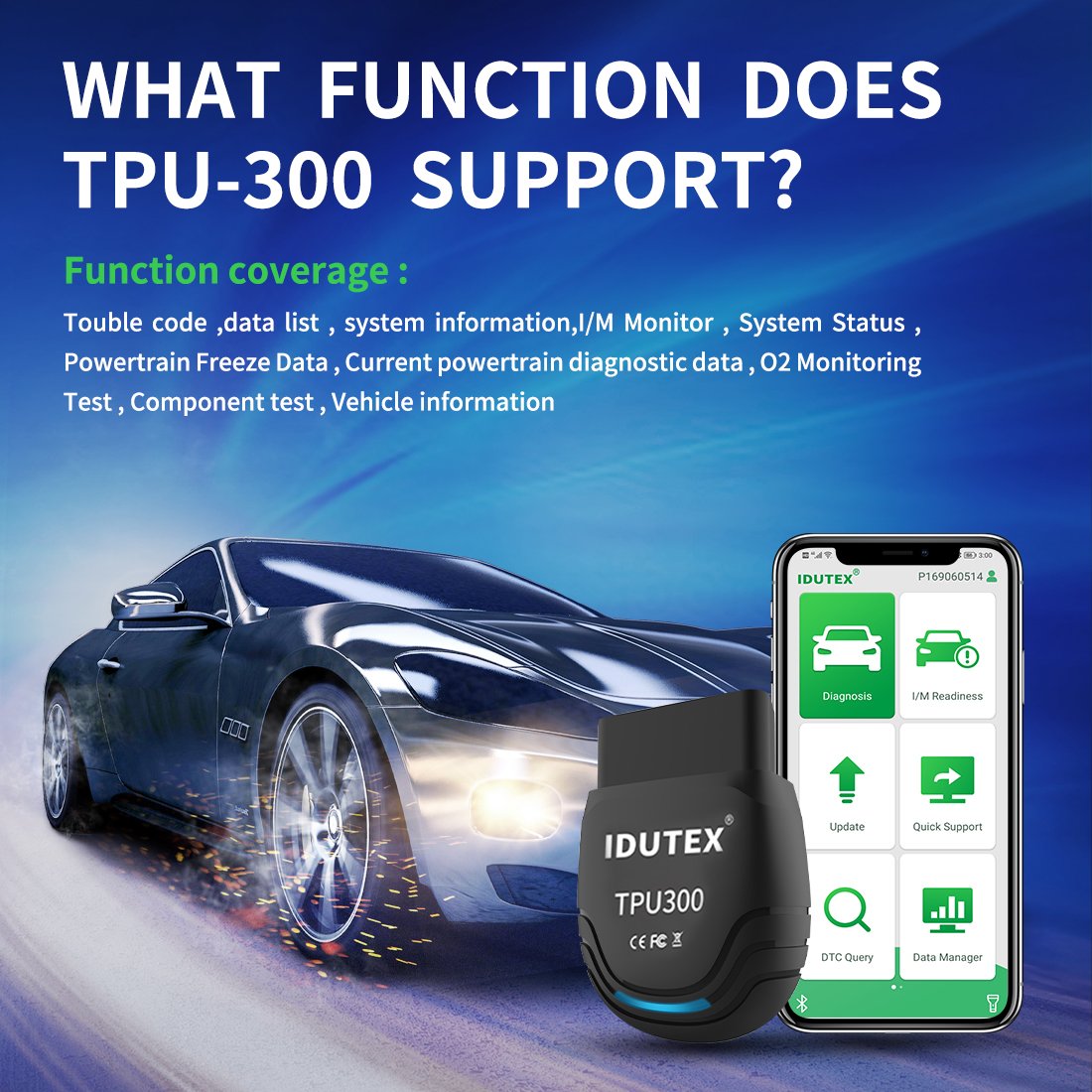Idutex TPU-300 Bluetooth Obd Fault Code Fault Diagnostic Car Diagnostic Kit Heavy Duty Trucks Diagnostic Tools