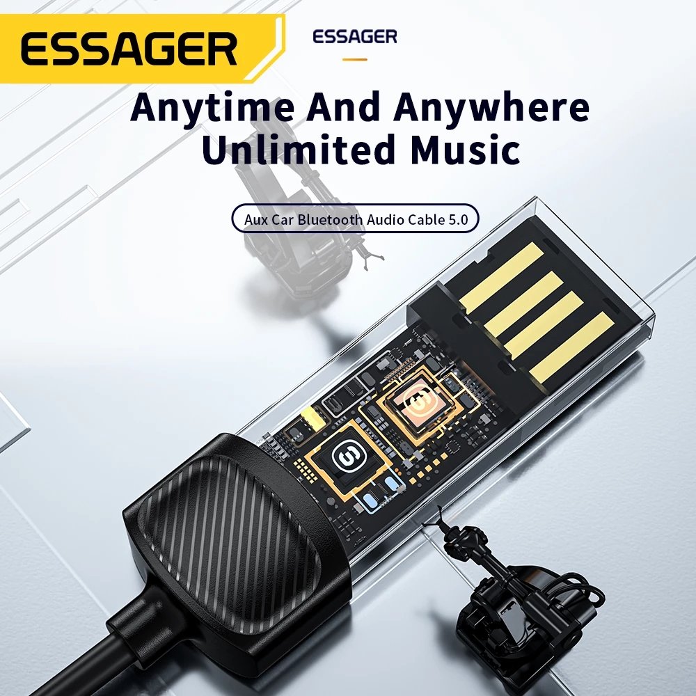 Esager USB Blue-tooth Aux Adapter Dongle USB to 3.5mm Jack Audio Wireless Handsfree Kit for Car Stereo Receiver USB Transmitter