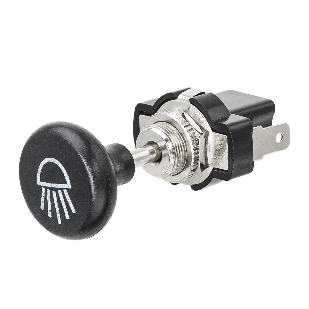 12 Volt Push Pull Headlight Switch Button with Terminal for Universal Automotive Applications