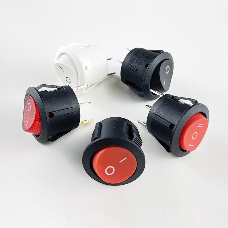 Round Rocker Switch 12V Waterproof Toggle Switch SPST 3 Pin ON/Off Blue LED Lighted Wires for Car Auto Boat