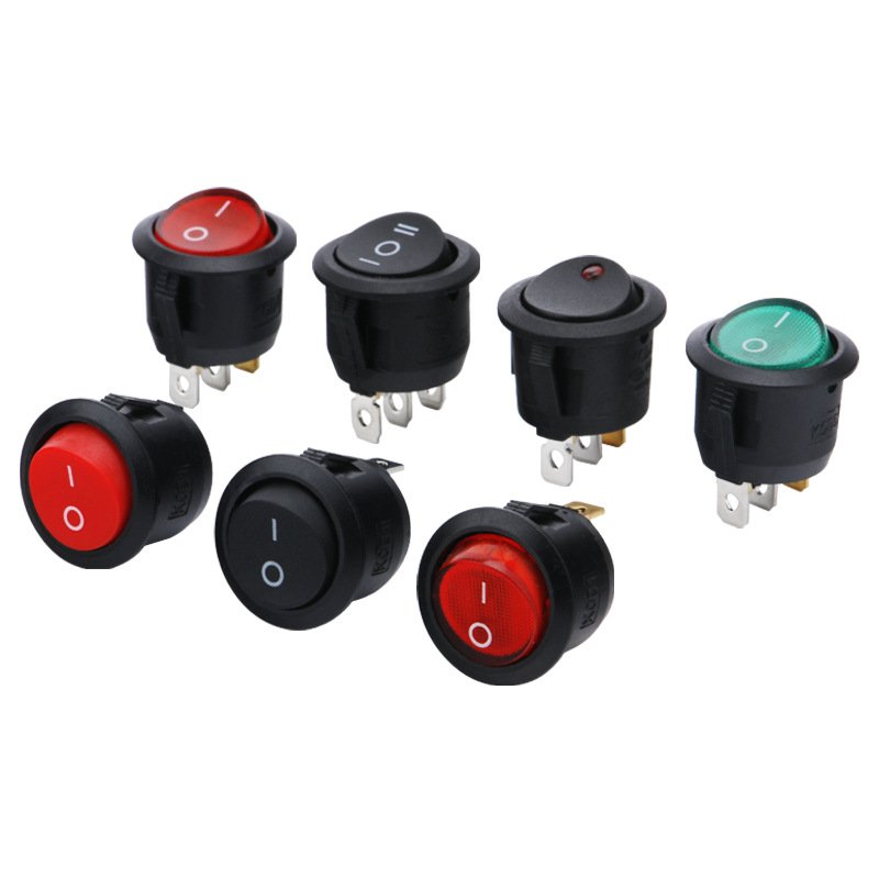 Round Rocker Switch 12V Waterproof Toggle Switch SPST 3 Pin ON/Off Blue LED Lighted Wires for Car Auto Boat
