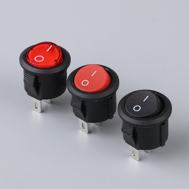 Round Rocker Switch 12V Waterproof Toggle Switch SPST 3 Pin ON/Off Blue LED Lighted Wires for Car Auto Boat
