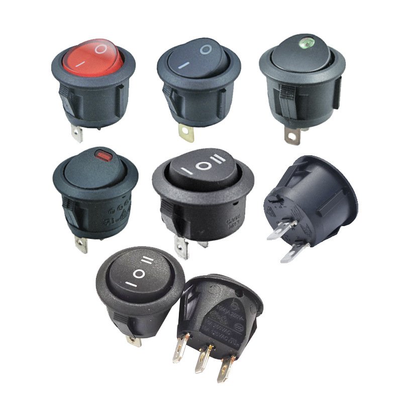 Round Rocker Switch 12V Waterproof Toggle Switch SPST 3 Pin ON/Off Blue LED Lighted Wires for Car Auto Boat