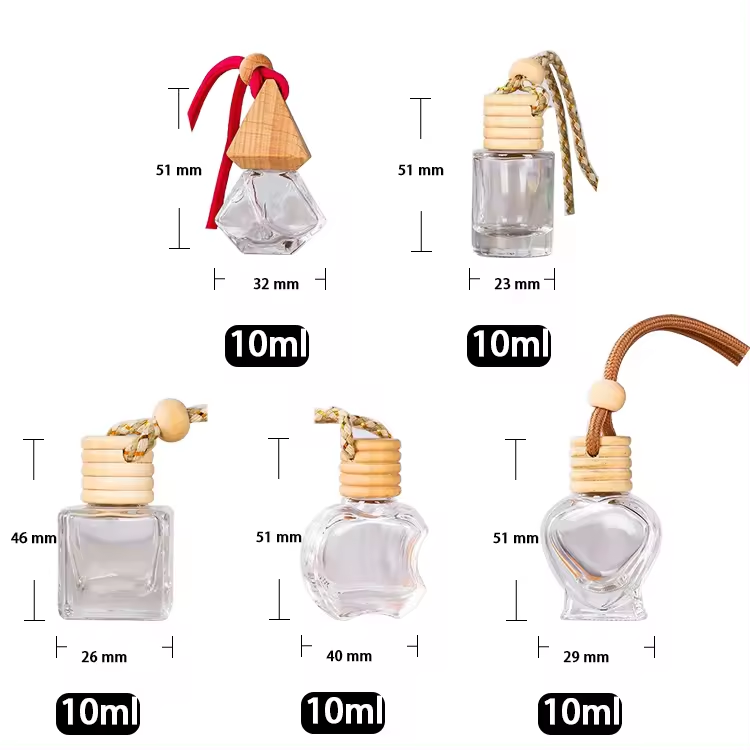 8ml luxury car hanging perfume bottle hanging car air freshener with wooden cap