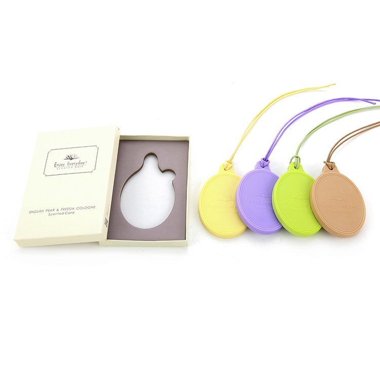 Eco-friendly EVA material scented cards hotel car closet hanging air freshener fragrance rubber card