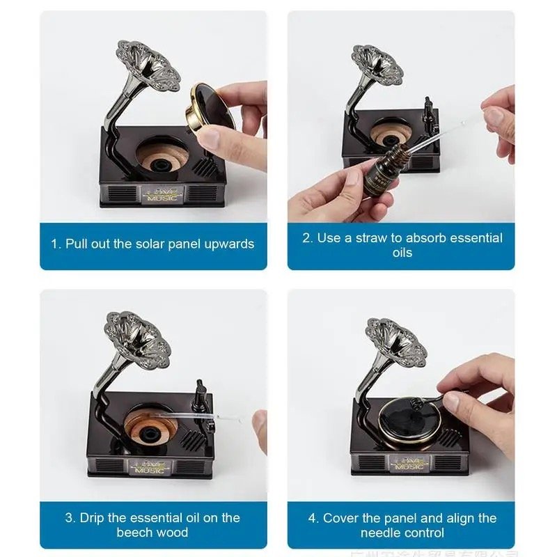 Wholesale retro record phonograph perfume aromatherapy ornaments music box perfume essential oil car perfume