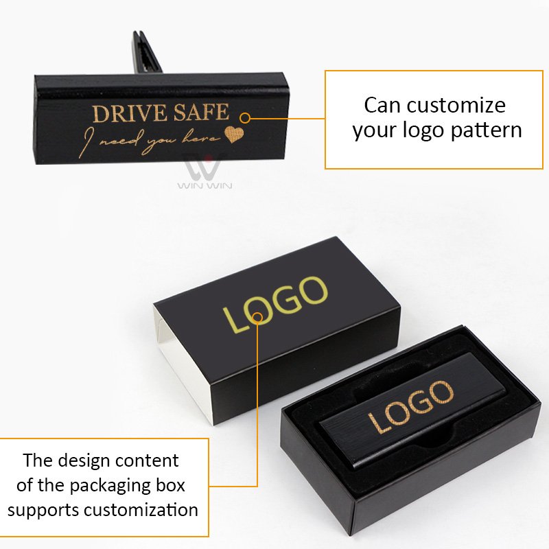 Custom Wooden Car Air Fresheners Car Perfume Diffuser Vent Clips Black Colored aroma vent clip car interior decorations