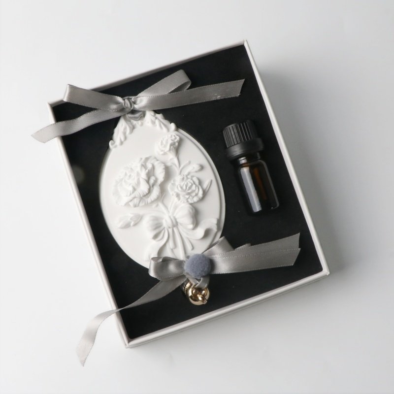 Oval Rose Gift Box Car Decoration Air freshener Fragrance Ceramic Flower Aromatherapy Stone Essential Oil Aroma Car Freshener