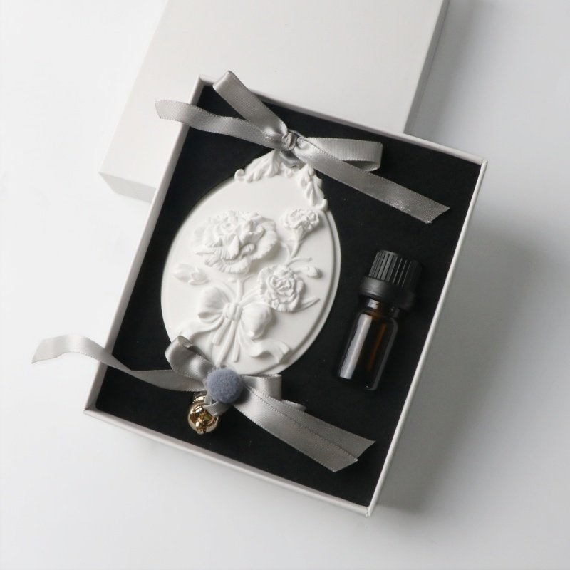 Oval Rose Gift Box Car Decoration Air freshener Fragrance Ceramic Flower Aromatherapy Stone Essential Oil Aroma Car Freshener