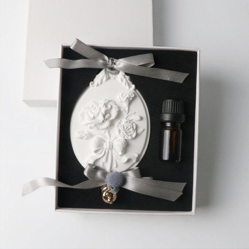 Oval Rose Gift Box Car Decoration Air freshener Fragrance Ceramic Flower Aromatherapy Stone Essential Oil Aroma Car Freshener