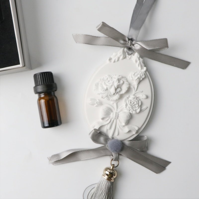 Oval Rose Gift Box Car Decoration Air freshener Fragrance Ceramic Flower Aromatherapy Stone Essential Oil Aroma Car Freshener