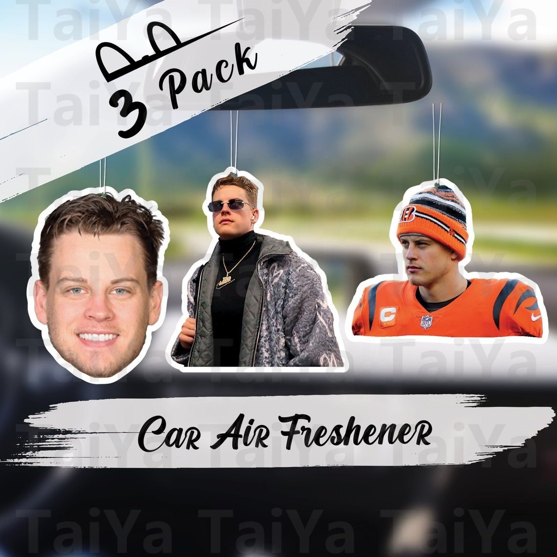 2023 New Design Custom Cute Joe Burrow 3 pcs NFL 32 Team paper air freshener used in Car bedroom or bathroom