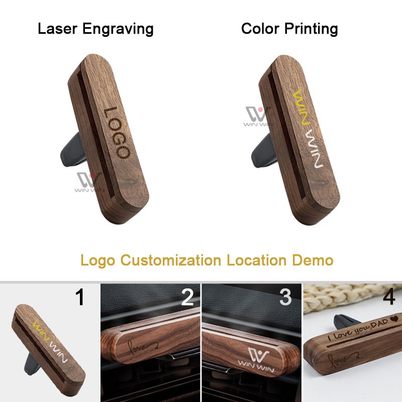 Handmade Wood Car Diffuser Luxury Wooden Fragrance Air Car Diffuser Vent Clip Refilling Scent Sticks Customized Logo Scent