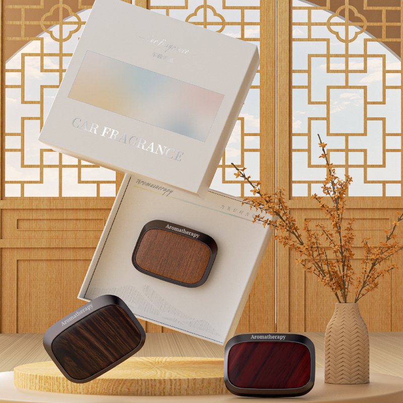 Luxury Organic Gel Car Air Purifier with Rose Fragrance Custom Logo Wood Grain Perfume Diffuser Vent Placement Air Freshener