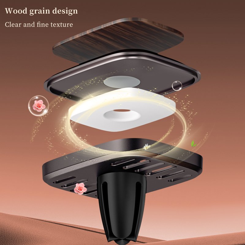 Luxury Organic Gel Car Air Purifier with Rose Fragrance Custom Logo Wood Grain Perfume Diffuser Vent Placement Air Freshener