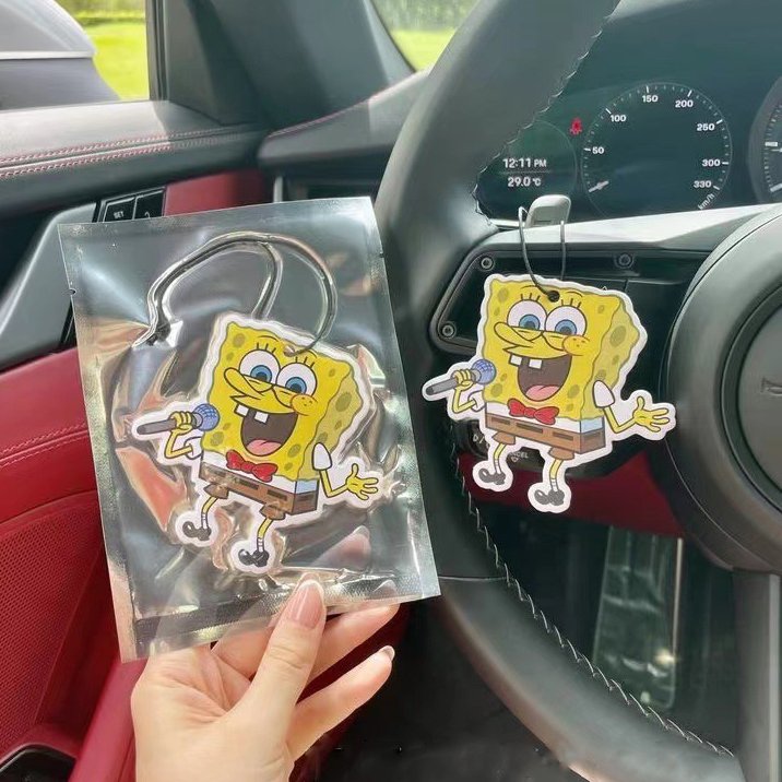 Stock cute cartoon air freshener car accessories custom logo smell perfume paper hanging air fresheners