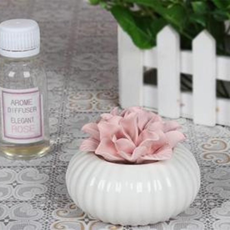 Hot Sell Aroma Stone Ceramic Flower Diffuser Bottle Reed Flower Air Freshener