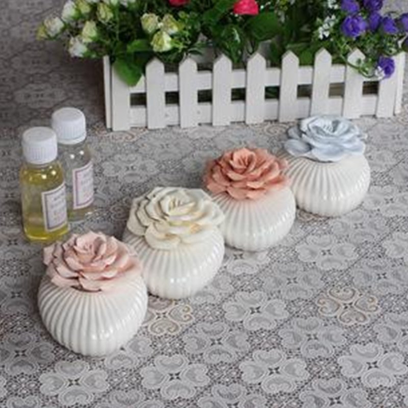 Hot Sell Aroma Stone Ceramic Flower Diffuser Bottle Reed Flower Air Freshener