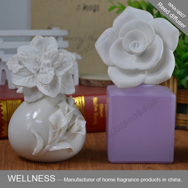 Hot Sell Aroma Stone Ceramic Flower Diffuser Bottle Reed Flower Air Freshener