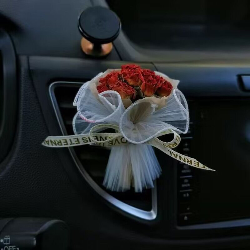 Solid Mini Bouquet Car Perfume Clip Eternal Flower Air Conditioning Outlet Fragrance Freshener Dashboard Dashboard Ornament