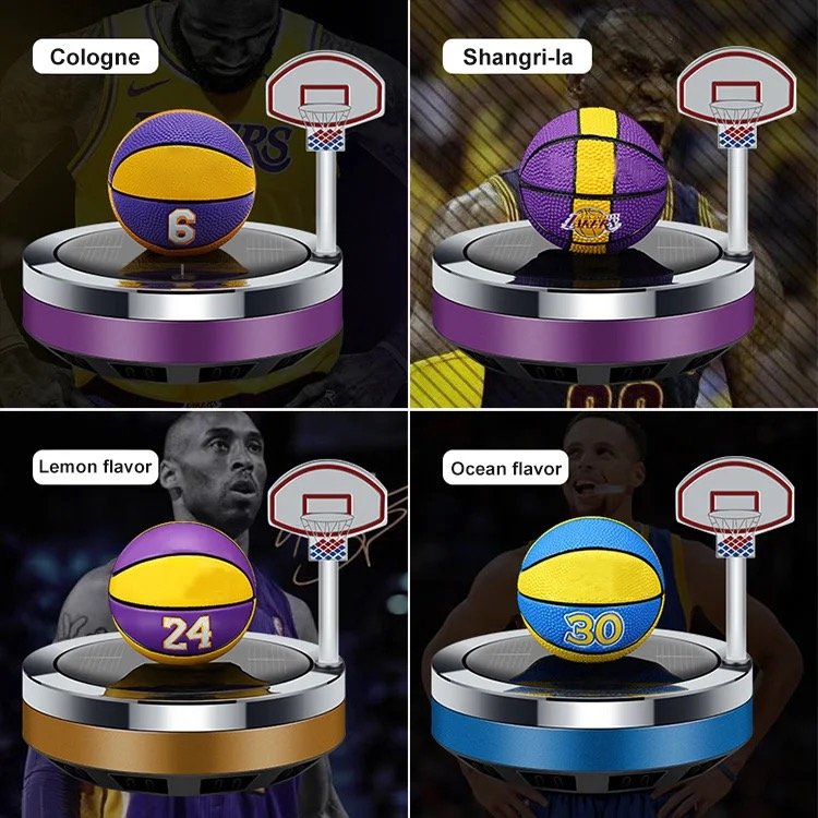 2024 Car Aromatherapy Solar Rotating Car Interior Basketball Car Ornaments Perfume Ointment