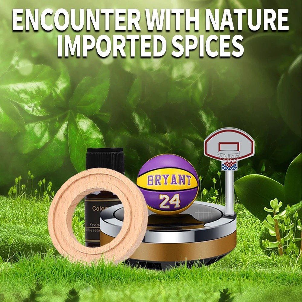 2024 Car Aromatherapy Solar Rotating Car Interior Basketball Car Ornaments Perfume Ointment