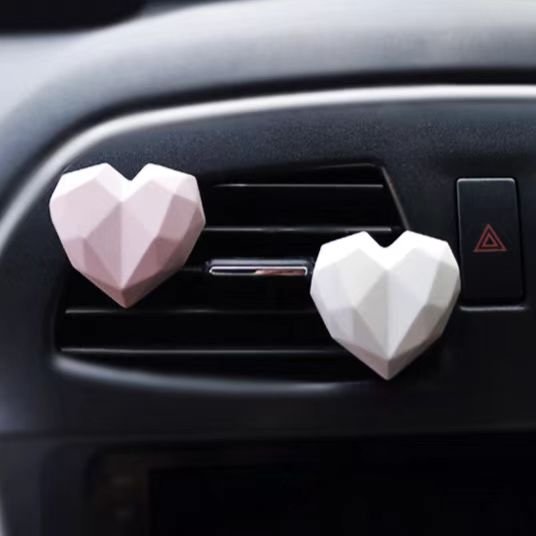 Handmade Heart Shaped Scented Ceramic Fragrance Essential Oil Diffuser Stone Car Perfume Vent Clip Air Freshener