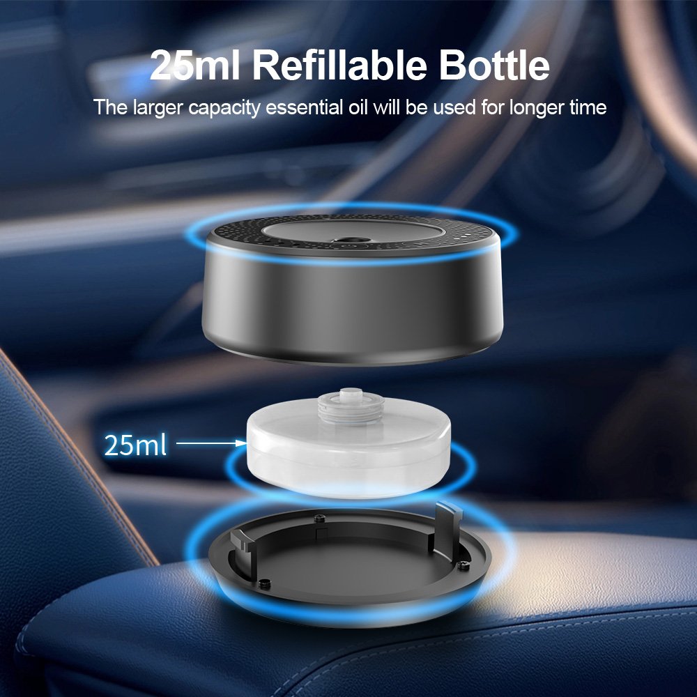 Rechargeable Car Air Scent Diffuser Machine Waterless Car Aroma Essential Oil Diffuser Car Aroma Diffuser with 20ML Capacity