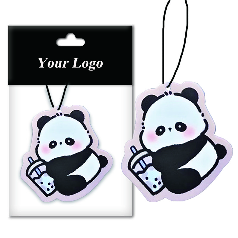 Long lasting scents freshener small moq cartoon paper car air fresheners custom with short cards
