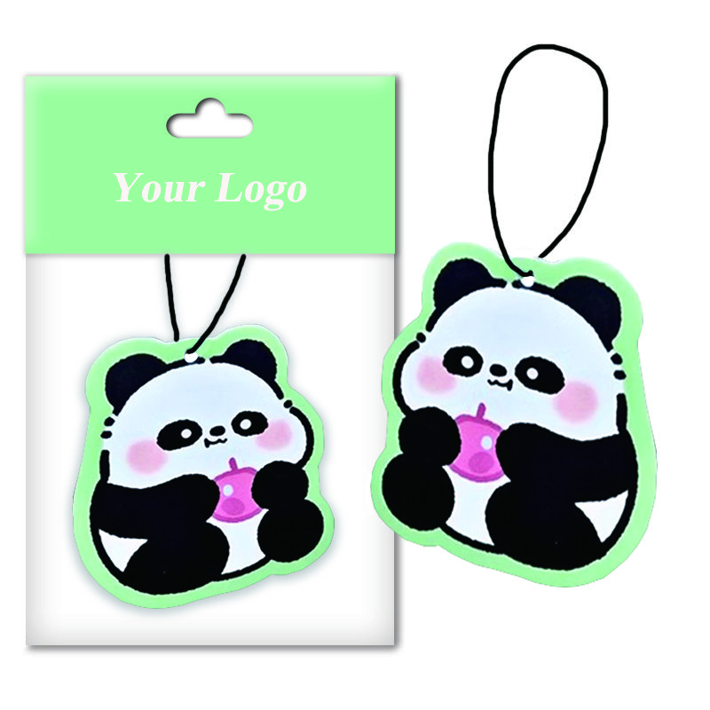 Long lasting scents freshener small moq cartoon paper car air fresheners custom with short cards