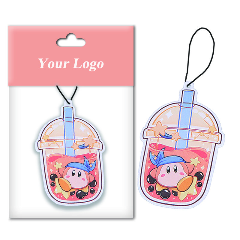Long lasting scents freshener small moq cartoon paper car air fresheners custom with short cards