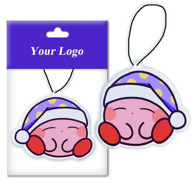 Long lasting scents freshener small moq cartoon paper car air fresheners custom with short cards