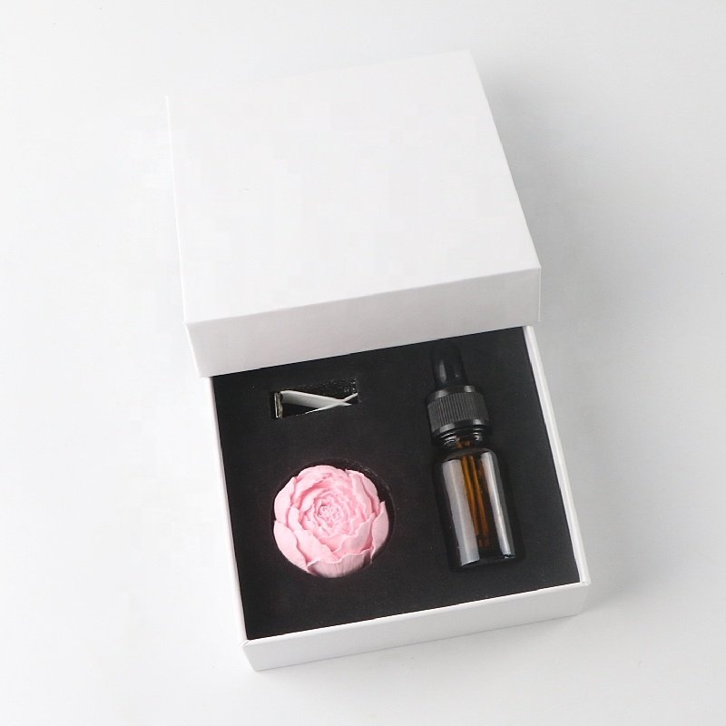 Stocked Pink Peony Car Vent Clip Air Freshener Scented Ceramic Aroma Plaster Porcelain Flower Fragrance Essential Oil Diffuser