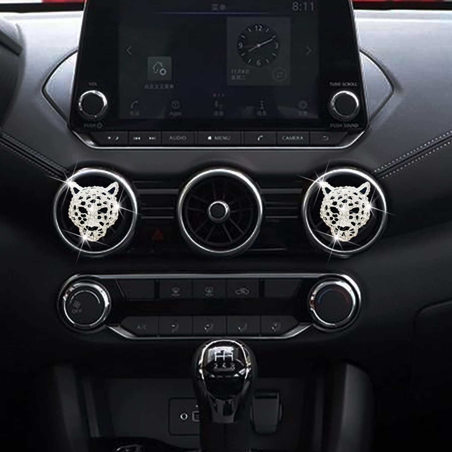 Crystal Leopard Car Air Fresheners Vent Clips Car Interior Decor Bling Car Accessories