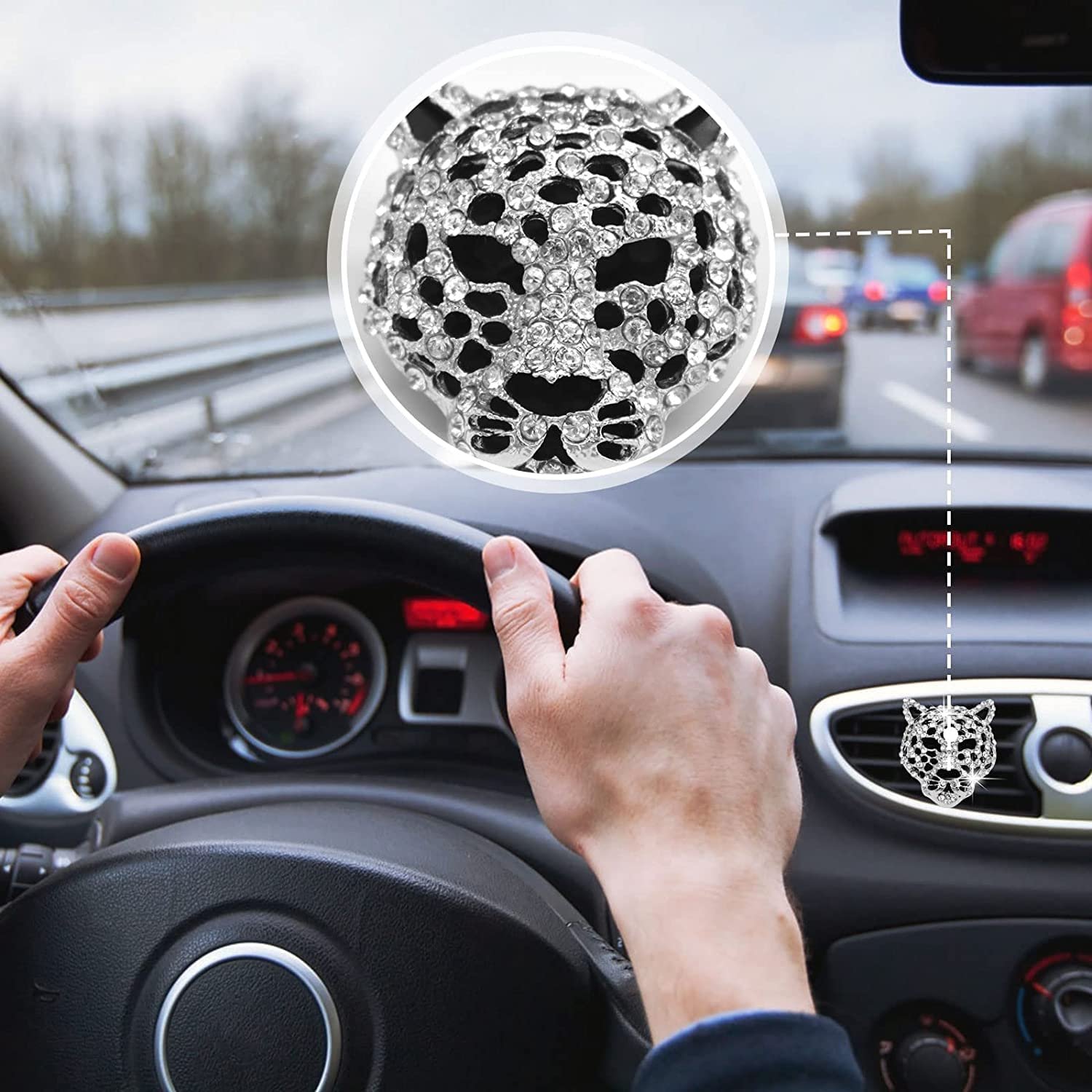 Crystal Leopard Car Air Fresheners Vent Clips Car Interior Decor Bling Car Accessories