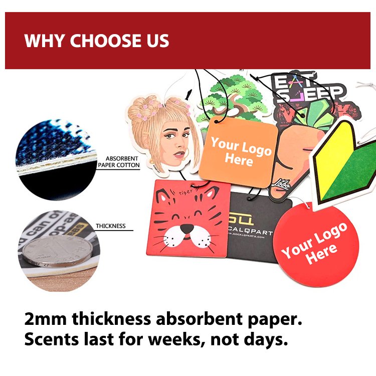 Customized Logo All Scents Refresh Paper Car Air Fragrance Air Freshener Luxury Custom Paper Car Air Freshener