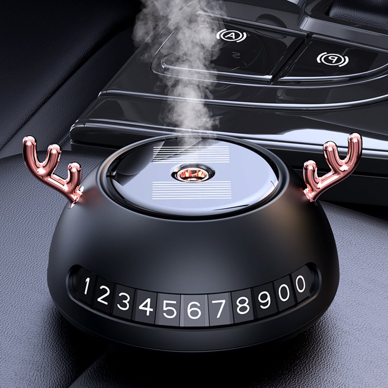 Solar Energy Car Aromatherapy Deer Number Plate Aroma Mist Cool Car Freshener